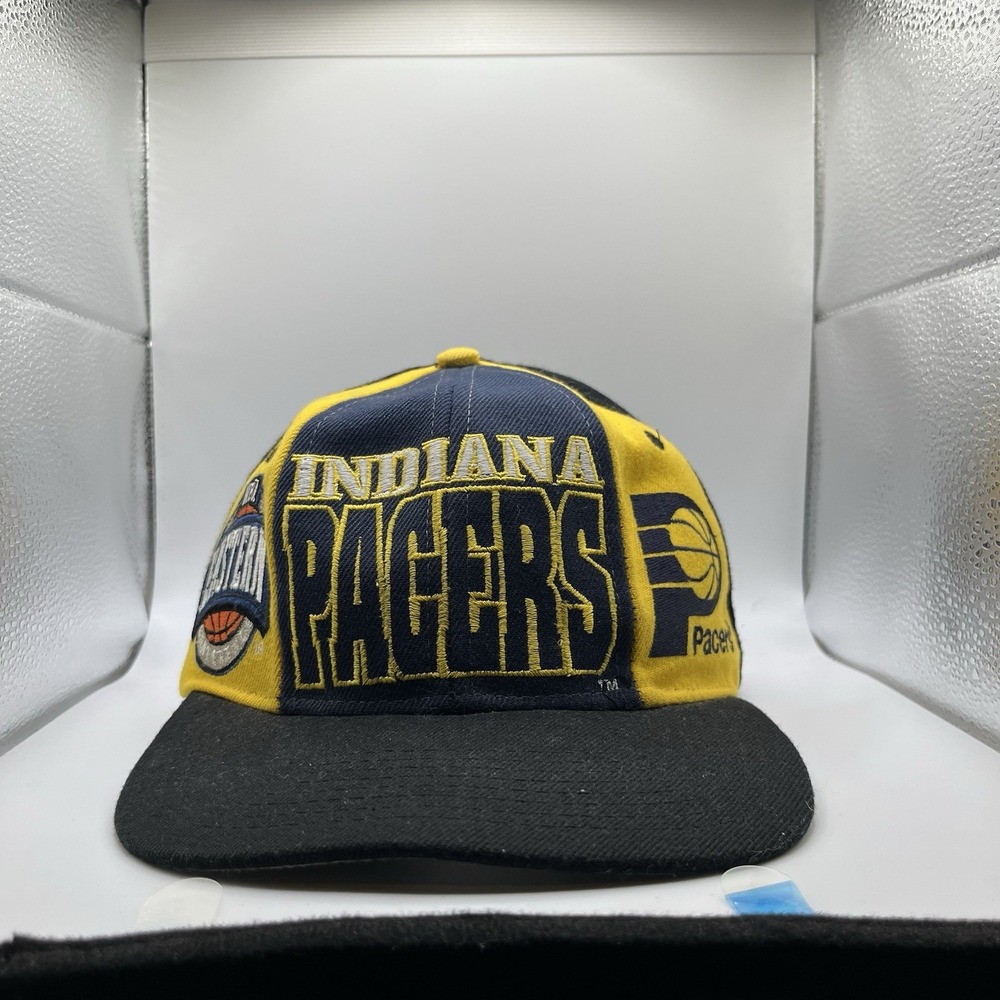 Drew Pearson Indiana Pacers Snapback Hat Mens OS Blue Yellow Wool VTG